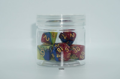 Transparent cylinder dice set display jar
