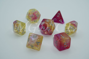 Acrylic three-color starry sky color shifting powder mix dice set：White,yellow and purple