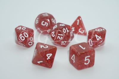 Acrylic glitter dice set ：Berry red