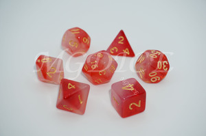 Acrylic double color transparent dice set : Red mixed white