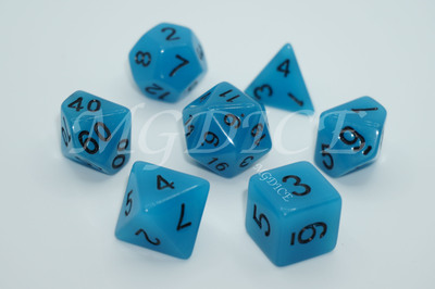 Acrylic glow in the dark dice set：Peacock blue