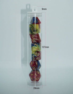 Transparent cylinder dice set display Jar