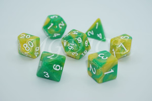 Acrylic double color pearl pattern dice : Green mixed yellow