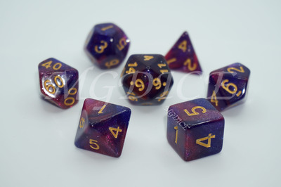 Acrylic double color galaxy dice set ：Dark blue mixed purple