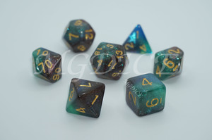 Acrylic three-color starry sky color shifting powder mix dice set：Blue,green and blown