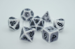 Acrylic ancient dice "Antique" Grey on white