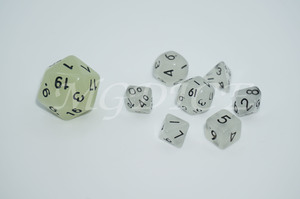 Acrylic mini dice set : White golw in the dark