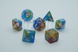 Acrylic three-color starry sky color shifting powder mix dice set：Blue,red and yellow
