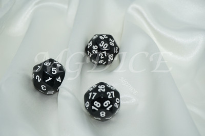 Acrylic Titan Dice/ D30 : White ink on Black