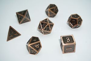 Metal 3D style dice set : Antique copper