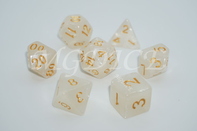 Acrylic pearl pattern dice set ：Creamy-white