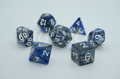 Acrylic double color pearl pattern dice : Navy blue mixed silver
