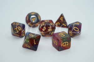 Acrylic four-color starry sky color shifting powder mix dice set : Red,yellow,purple and blue