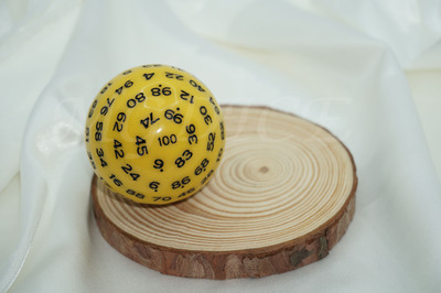 Acrylic Titan Dice/ D100 : Black ink on Yellow
