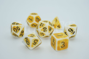 Acrylic ancient dice "Antique" Yellow on white
