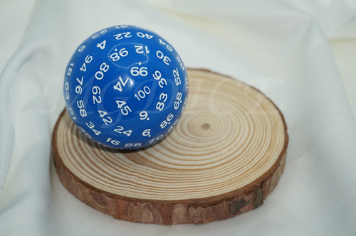Acrylic Titan Dice/ D100 : White ink on Blue